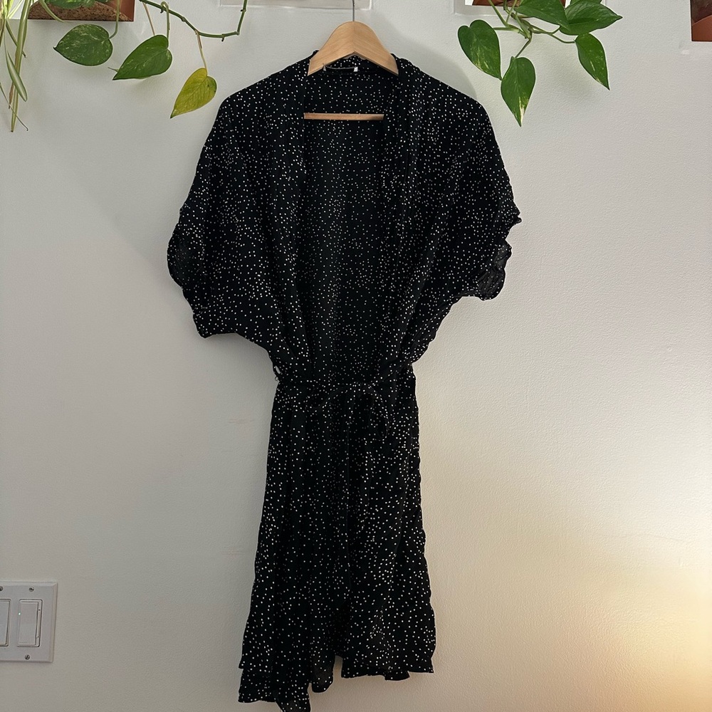 BOII Dark Navy Robe with White Dots
